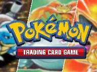 Le logo Pokémon TCG dans toute sa splendeur en arrière-plan Blastoise, Venusaur et Charizard