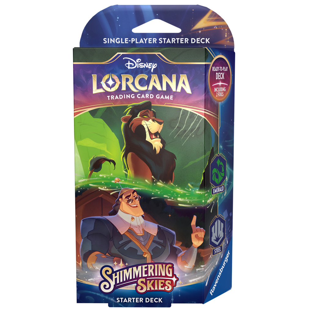 Disney Lorcana TCG: Shimmering Skies Starter Deck Scar  (Emerald) & Kronk (Steel)