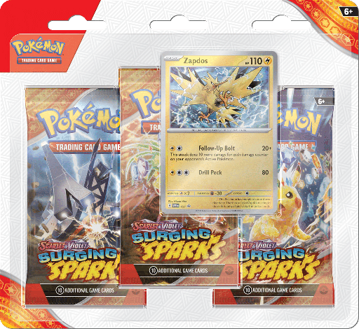 Pokémon TCG: Scarlet & Violet - Surging Sparks 3 Booster Packs & Zapdos Promo Card